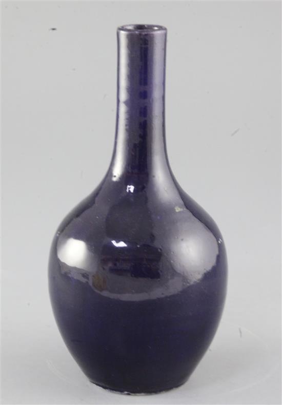 A Chinese aubergine glazed bottle vase, Qing dynasty c.1800, height 22cm